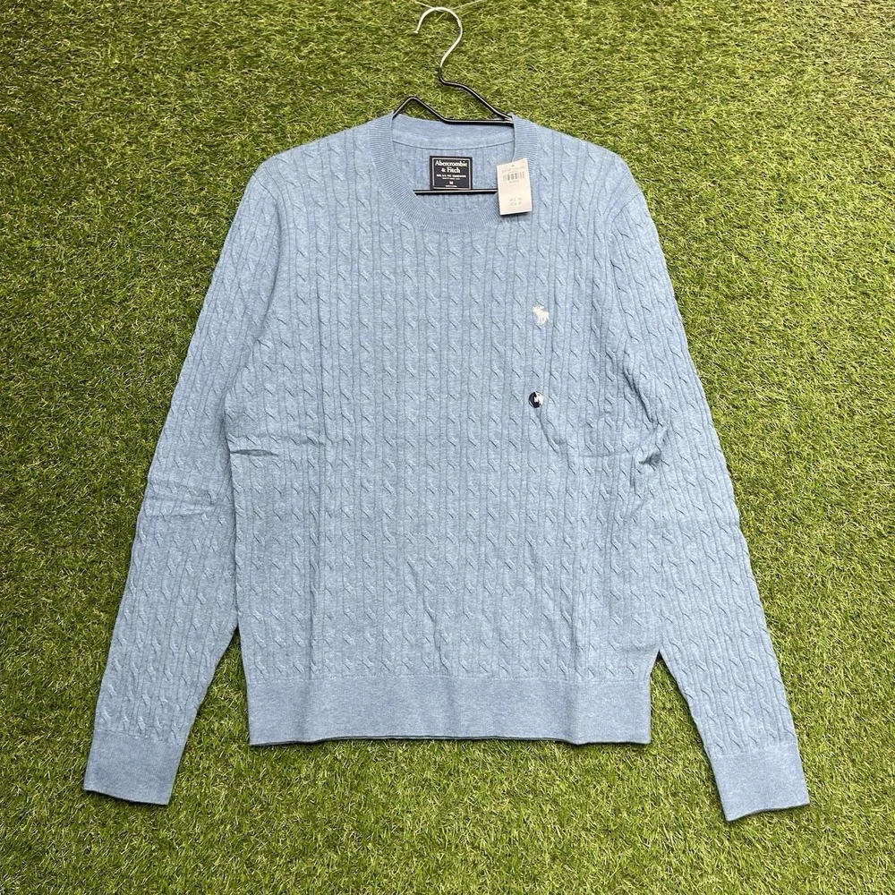 Abercrombie & Fitch Merino Wool Sweater Mens Medium Cable Knit Dress Preppy
